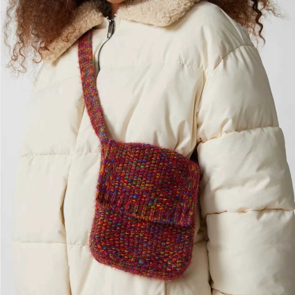 Kimchi Blue Red and Blue Crossbody Bag with Flap Closure